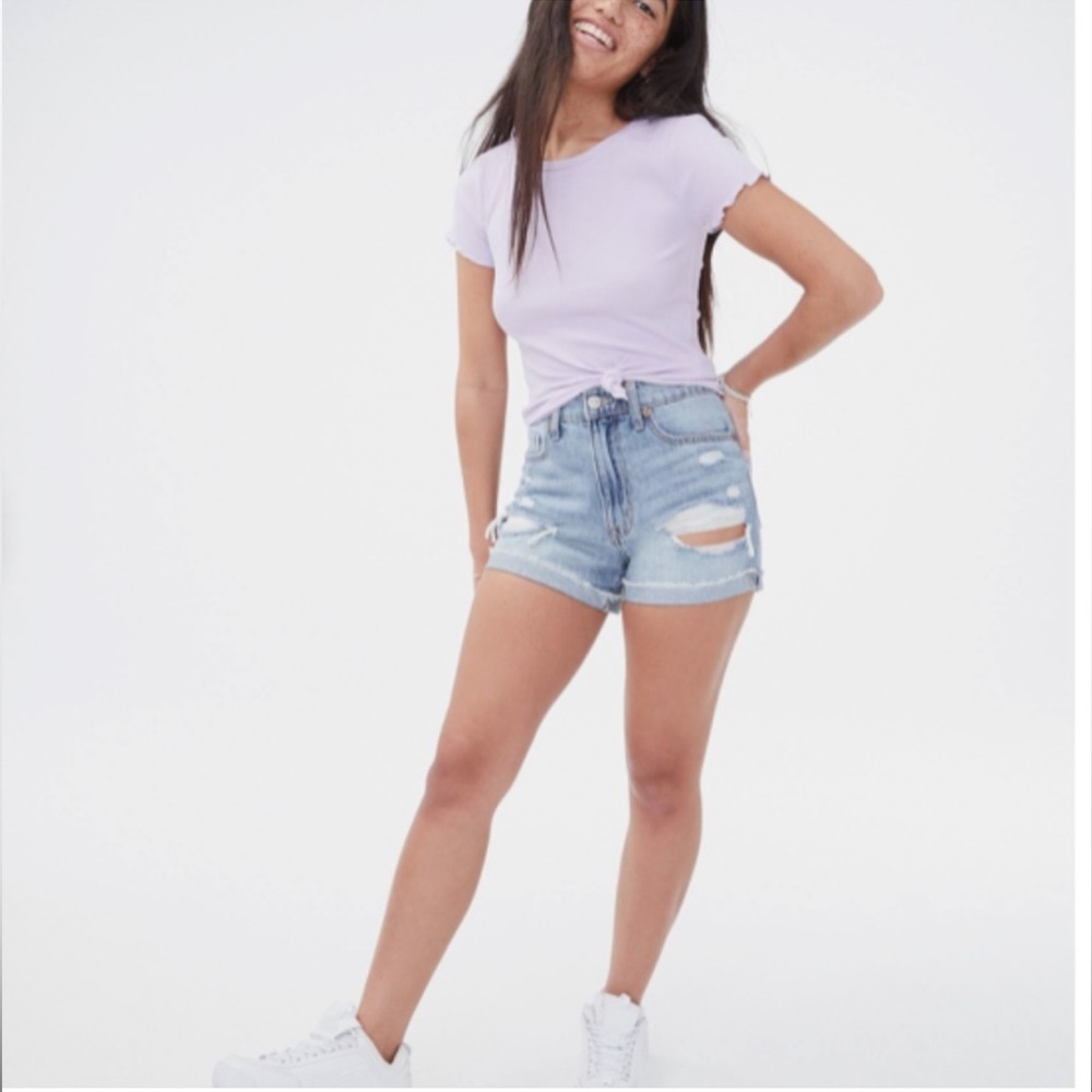 Aeropostale Mom Shorts Women's 12 High-Rise Denim Trendy Hot Girl Summer Beach
